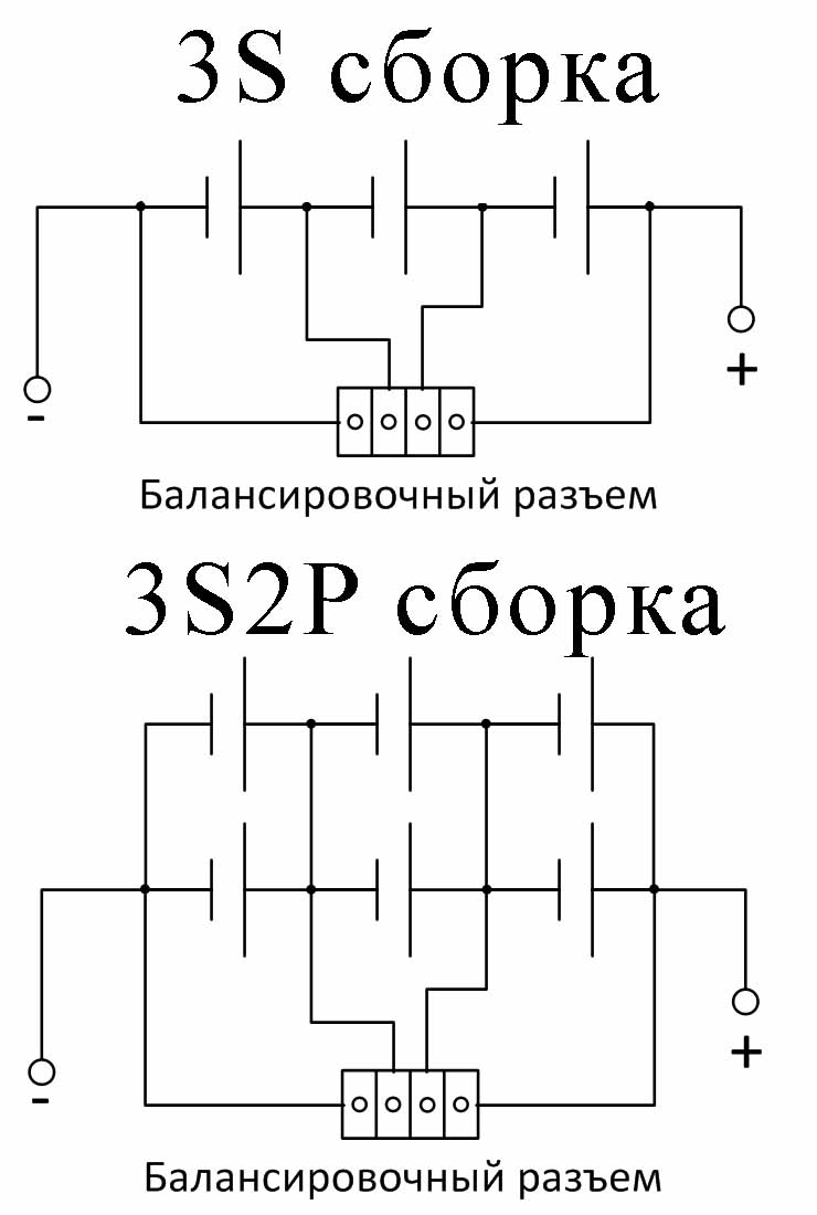 схемы самодельных сборок аккумуляторов 3s и 3s2p