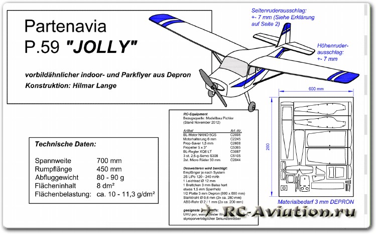 чертежи авиамодели Partenavia P.59 Jolly