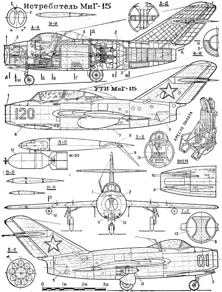 Чертежи авиамодели с импеллером МиГ-15